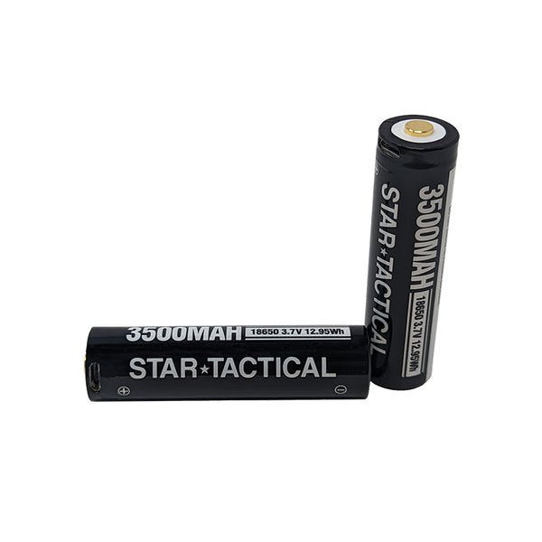 Two 18650 USB-Rechargeable Lithium-ion Batteries by Star Tactical